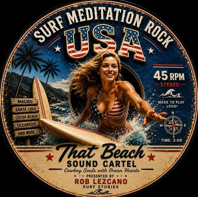 Surf Meditation Rock – USA vintage 45 artwork by That Beach Sound Cartel